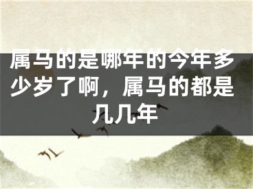 属马的是哪年的今年多少岁了啊，属马的都是几几年