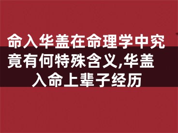 命入华盖在命理学中究竟有何特殊含义,华盖入命上辈子经历