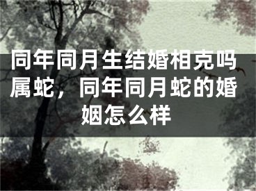 同年同月生结婚相克吗属蛇，同年同月蛇的婚姻怎么样