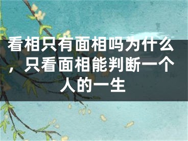 看相只有面相吗为什么，只看面相能判断一个人的一生