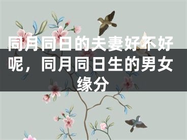 同月同日的夫妻好不好呢，同月同日生的男女缘分