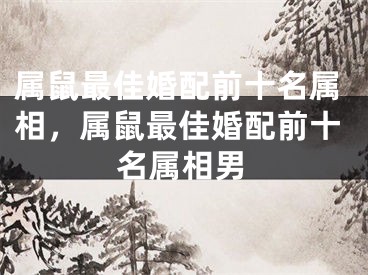 属鼠最佳婚配前十名属相,属鼠最佳婚配前十名属相男