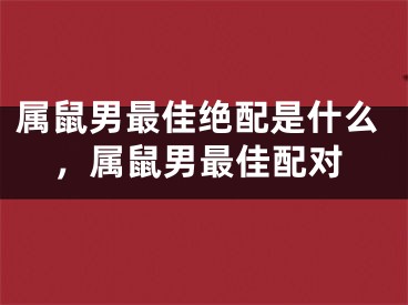 属鼠男最佳绝配是什么，属鼠男最佳配对