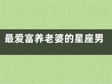 最爱富养老婆的星座男