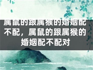 属鼠的跟属猴的婚姻配不配，属鼠的跟属猴的婚姻配不配对