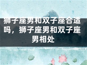 狮子座男和双子座合适吗,狮子座男和双子座男相处