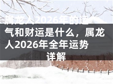 属龙人2026年的运气和财运是什么,属龙人2026年全年运势详解