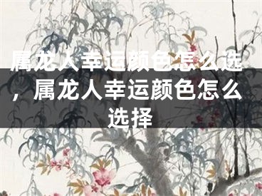属龙人幸运颜色怎么选,属龙人幸运颜色怎么选择