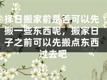 择日搬家前是否可以先搬一些东西呢，搬家日子之前可以先搬点东西过去吧