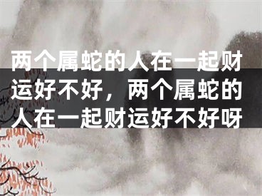 两个属蛇的人在一起财运好不好，两个属蛇的人在一起财运好不好呀