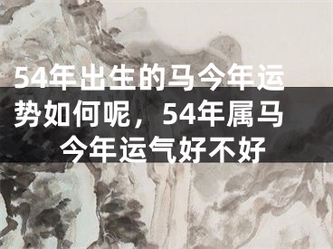 54年出生的马今年运势如何呢,54年属马今年运气好不好