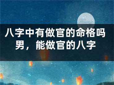 八字中有做官的命格吗男，能做官的八字